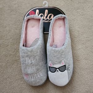 LOLA Cat slippers Grey Large US 8 9